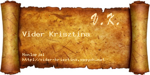 Vider Krisztina névjegykártya